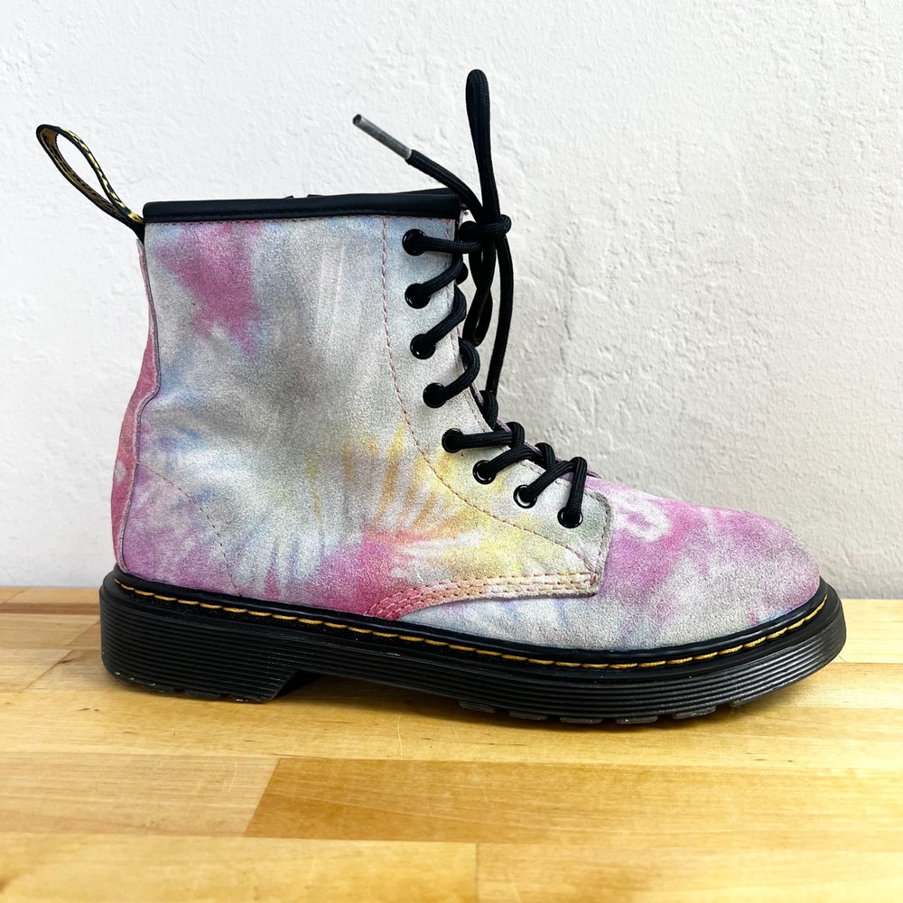 Dr Martens Boots 1460 J Tie‎ Dye Suede Leather Zip Side Ankle Womens US 5 EU 36